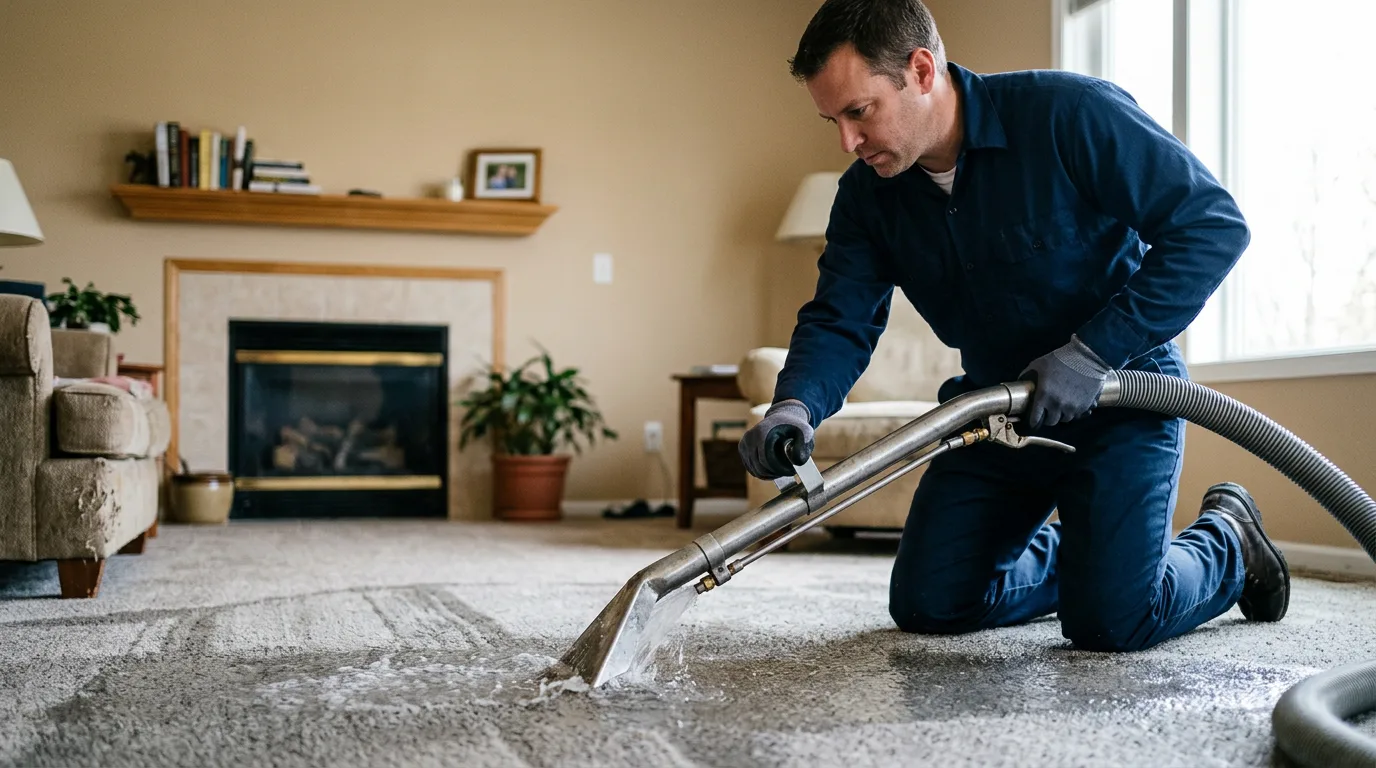 Water damage restoration technician working near Lynnville, IN